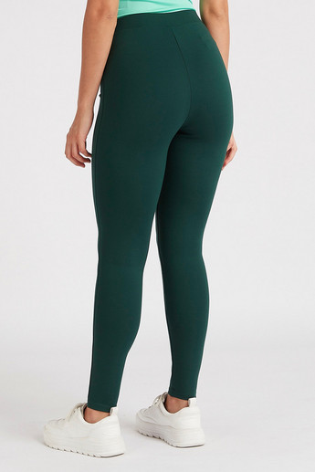 Solid Mid-Rise Leggings with Elasticated Waistband