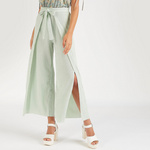 Buy Textured Mid-Rise Wrap Style Palazzo Pants with Tie-Ups