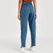 Solid Mid-Rise Denim Pants with Drawstring Closure and Paperbag Waist-Pants-thumbnail-3