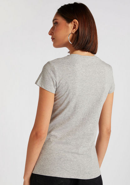 Printed T-shirt with Crew Neck and Cap Sleeves