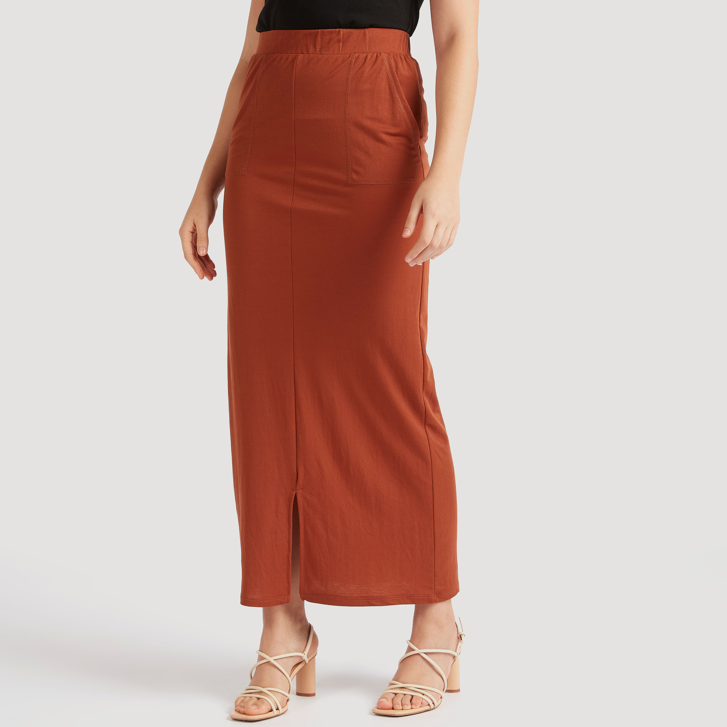 Orange womens sale pencil skirt