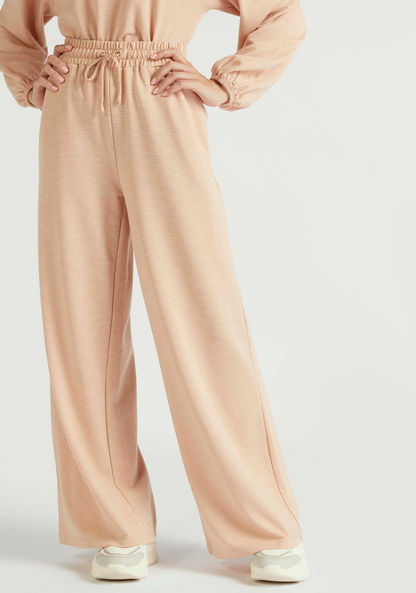 Solid Mid-Rise Track Pants with Pockets and Drawstring Closure