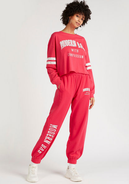 Oversized Printed Joggers with Elasticated Waist and Pockets