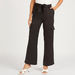 Solid High-Rise Slim Fit Trousers with Waist Tie-Ups and Flap Pockets-Pants-thumbnail-0
