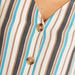 Striped Button Up Shirt with 3/4 Sleeves and V-neck-Shirts and Blouses-thumbnailMobile-2