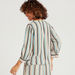 Striped Button Up Shirt with 3/4 Sleeves and V-neck-Shirts and Blouses-thumbnail-3