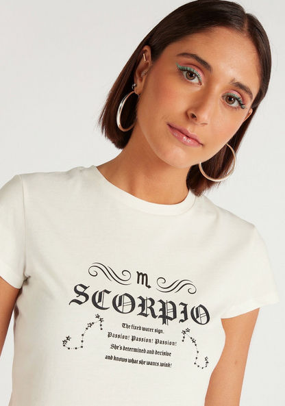 Zodiac Scorpio Print T-shirt with Cap Sleeves