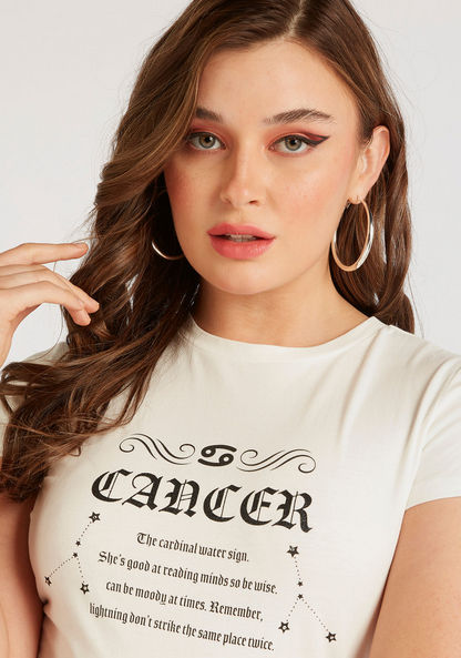 Zodiac Cancer Print T-shirt with Cap Sleeves