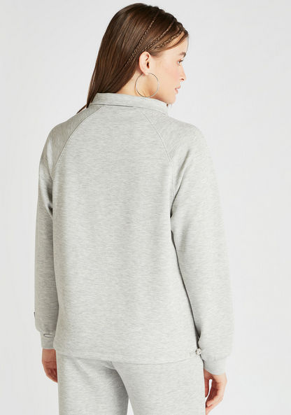 Solid High-Neck Sweatshirt with Long Sleeves