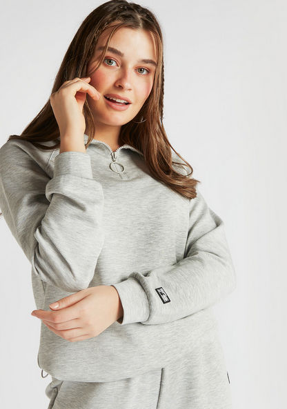 Solid High-Neck Sweatshirt with Long Sleeves