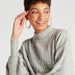 Textured Funnel Neck Sweater with Long Sleeves-Sweaters-thumbnailMobile-2
