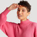 Textured Funnel Neck Sweater with Long Sleeves-Sweaters-thumbnail-4