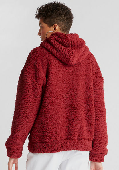 Textured Hooded Sweater with Long Sleeves and Kangaroo Pockets