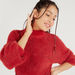 Textured High Neck Sweater with Long Sleeves-Sweaters-thumbnail-2