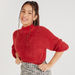 Textured High Neck Sweater with Long Sleeves-Sweaters-thumbnail-4