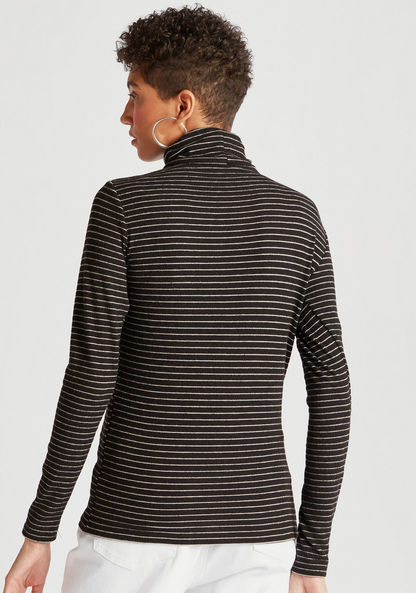 Striped Turtle Neck Sweater with Long Sleeves-Sweaters-image-3