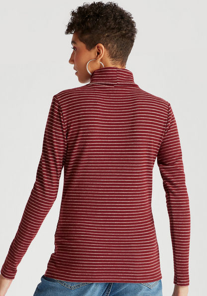 Striped Turtle Neck Sweater with Long Sleeves