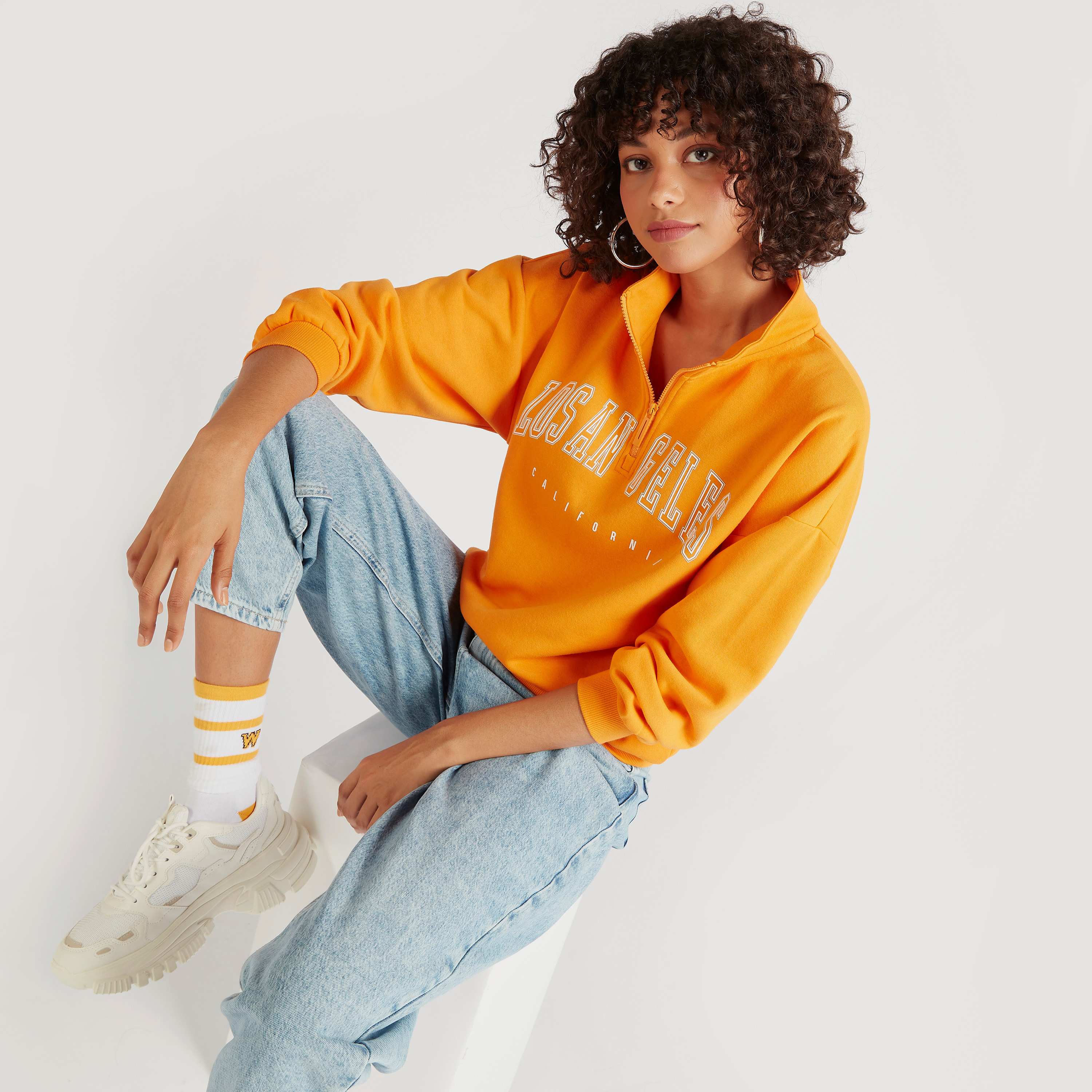 سويت شيرت بطبعات ونصف سحّاب إغلاق-women-clothing-hoodiesandsweatshirts-sweatshirts-image-1