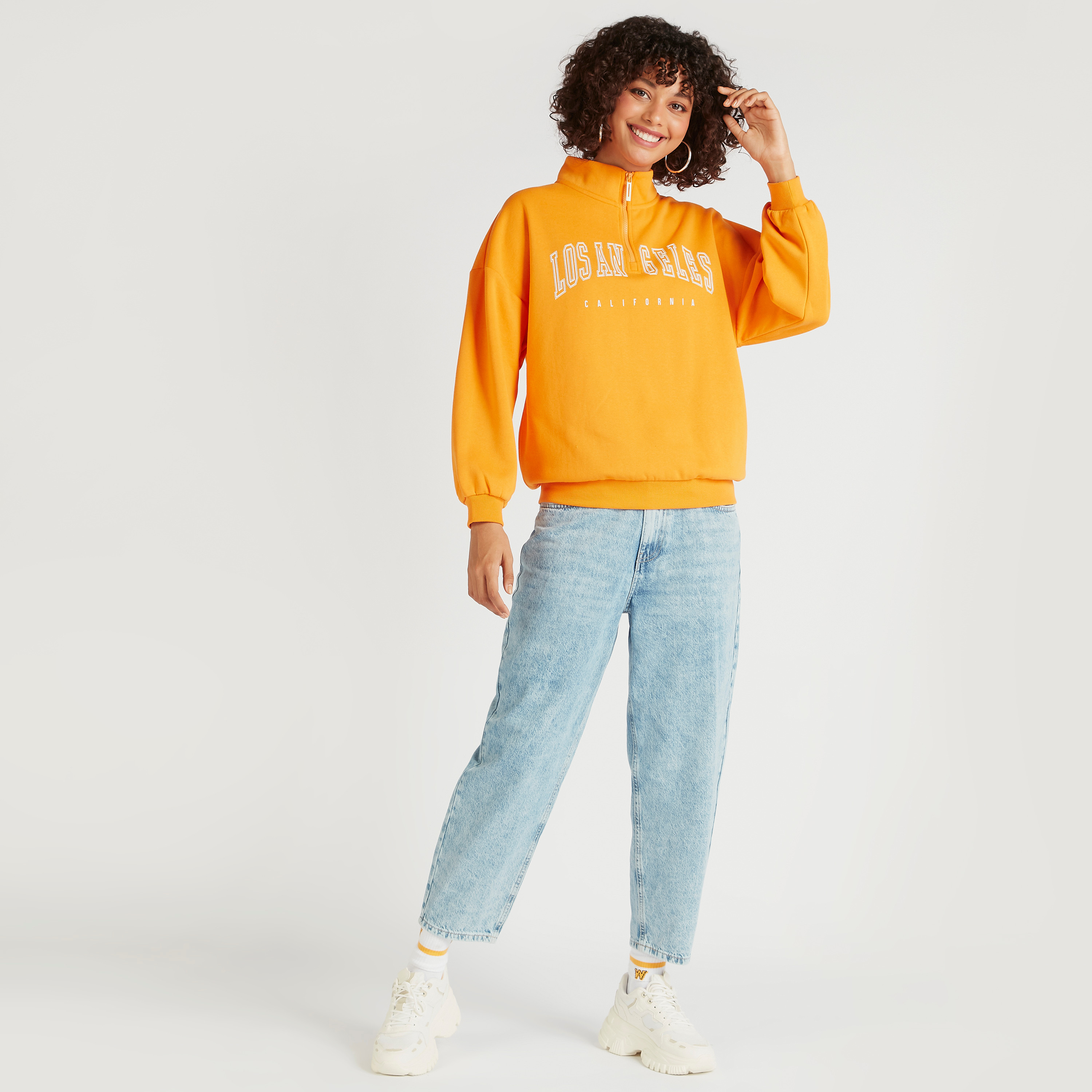 سويت شيرت بطبعات ونصف سحّاب إغلاق-women-clothing-hoodiesandsweatshirts-sweatshirts-image-2