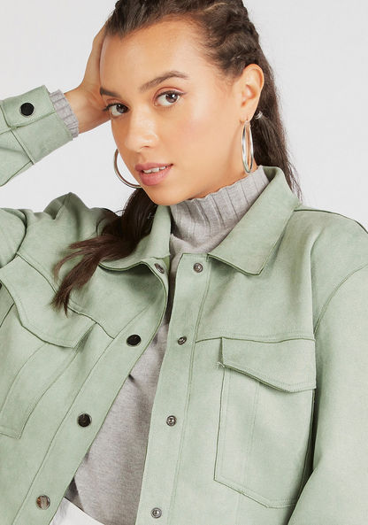 Solid Button Up Lightweight Jacket with Long Sleeves and Pockets