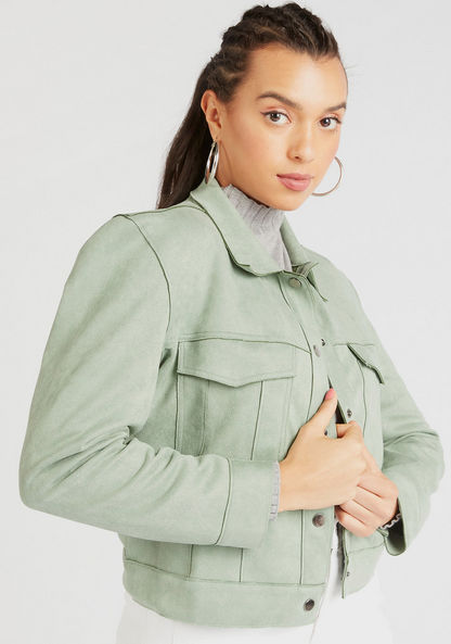 Solid Button Up Lightweight Jacket with Long Sleeves and Pockets