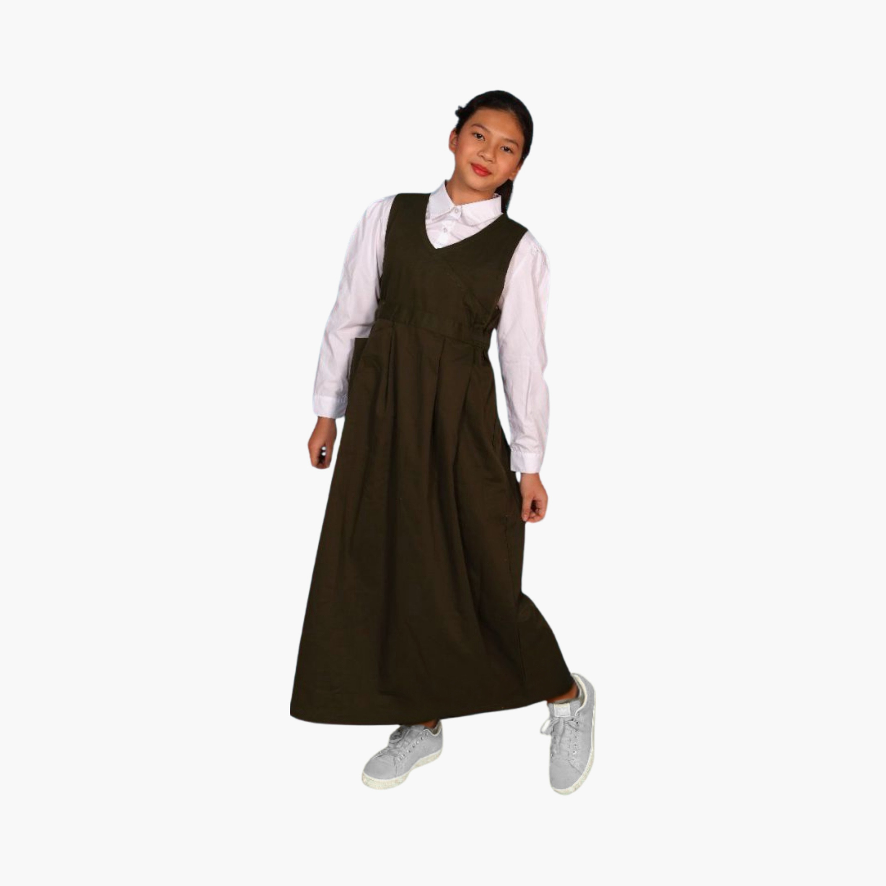 My School Plain Model 7 Uniform Dress - Green-girls-clothing-schoolwear-dresses-image-4