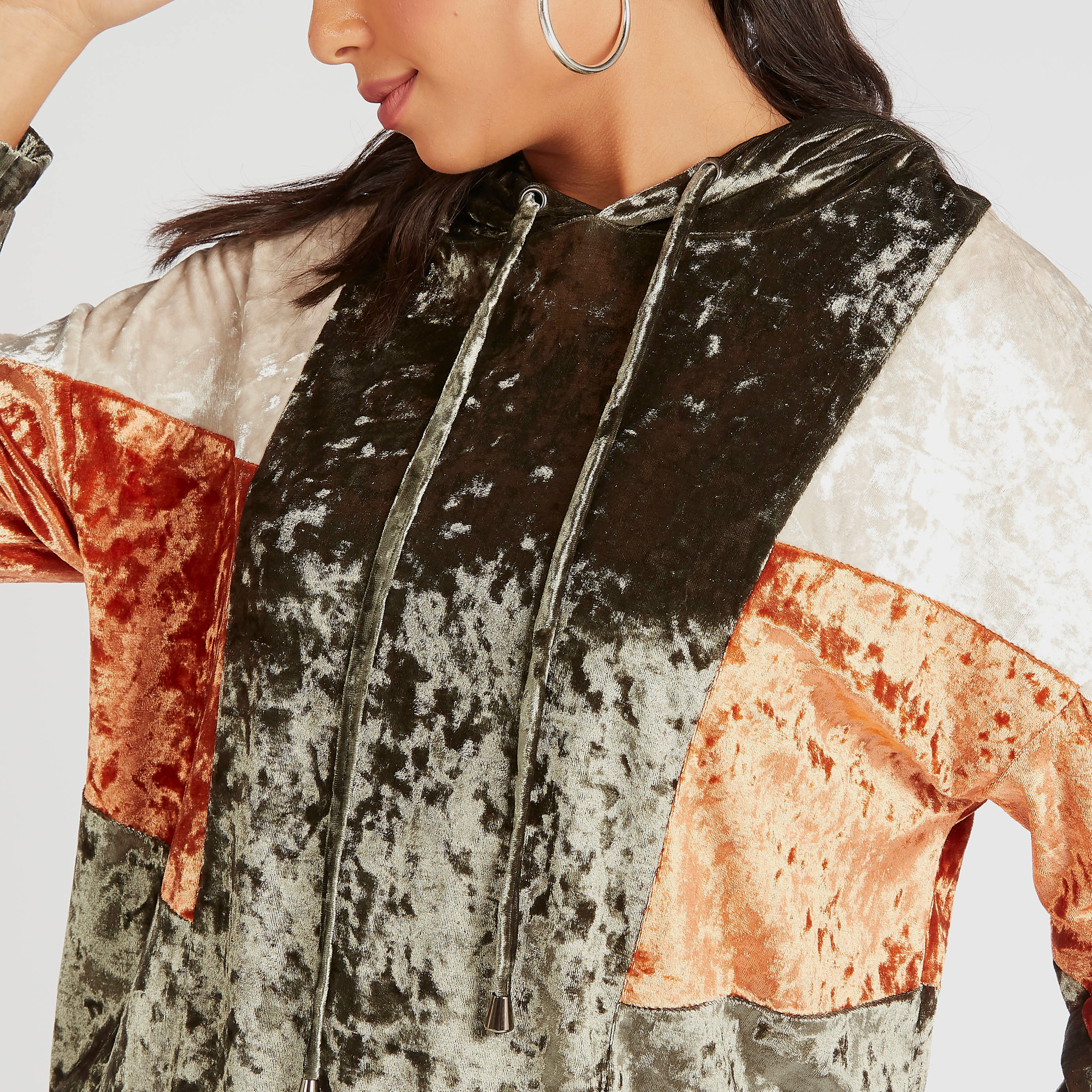 Textured Hooded Sweatshirt with Long Sleeves-women-clothing-hoodiesandsweatshirts-hoodies-image-3