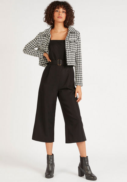Solid Midi Belted Jumpsuit with Adjustable Straps