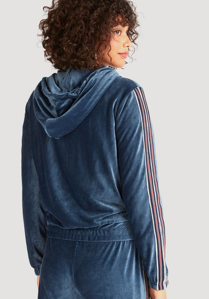 Textured Zip Through Jacket with Long Sleeves and Hood