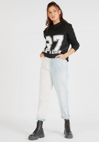 Printed Crew Neck Sweater with Long Sleeves-Sweaters-image-5