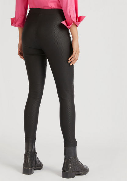 Textured High-Rise Leggings with Elasticised Waistband