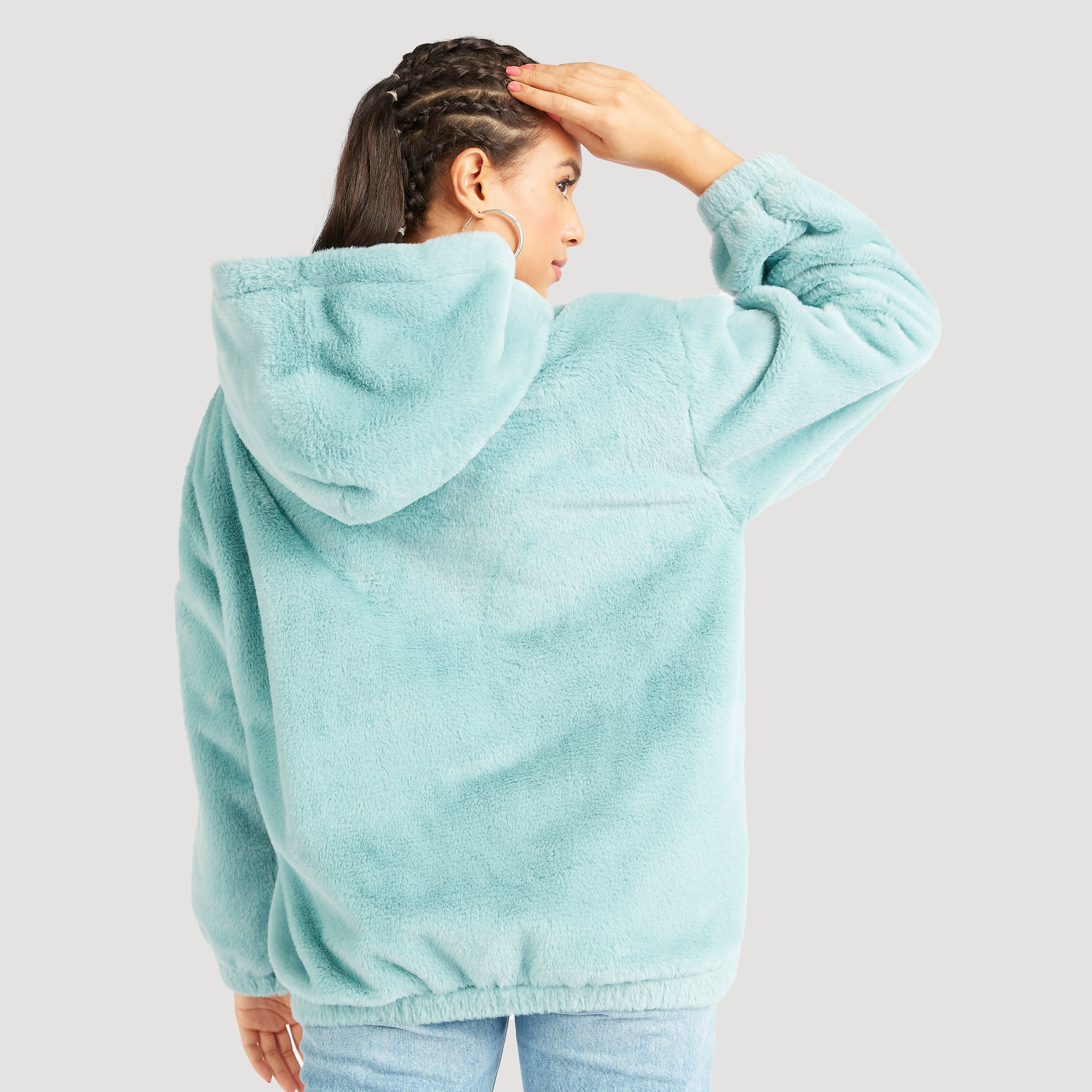 Textured Sweatshirt with Hood and Long Sleeves-women-clothing-hoodiesandsweatshirts-hoodies-image-4