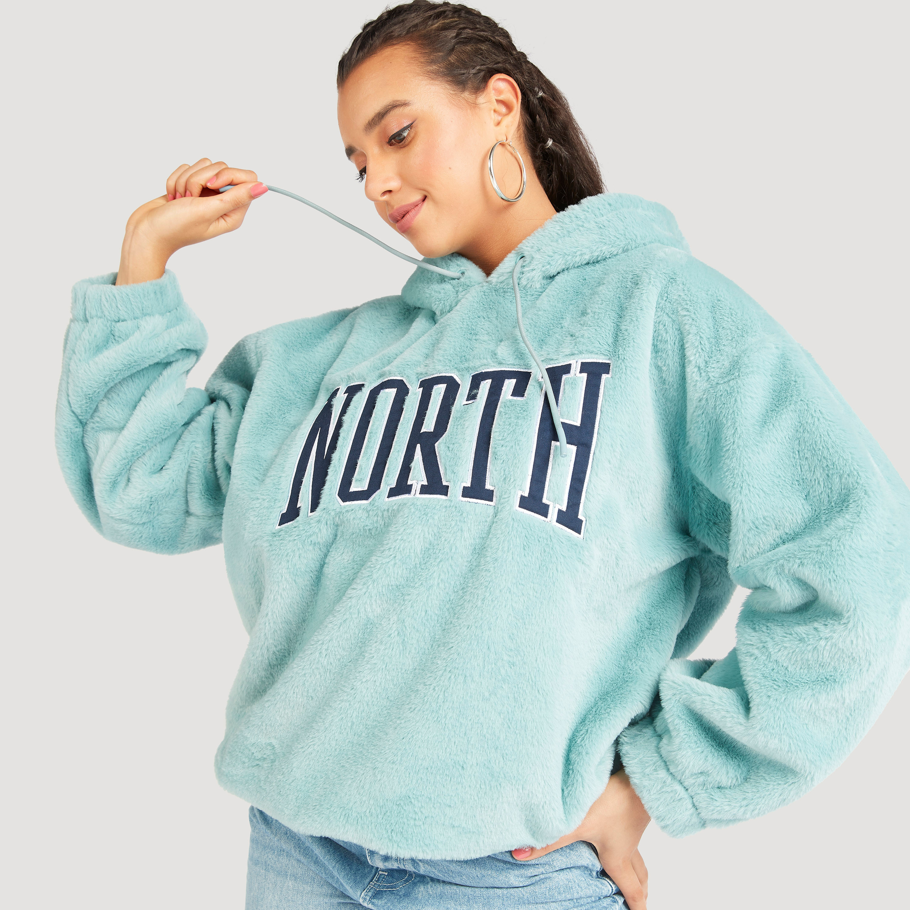 Textured Sweatshirt with Hood and Long Sleeves-women-clothing-hoodiesandsweatshirts-hoodies-image-5