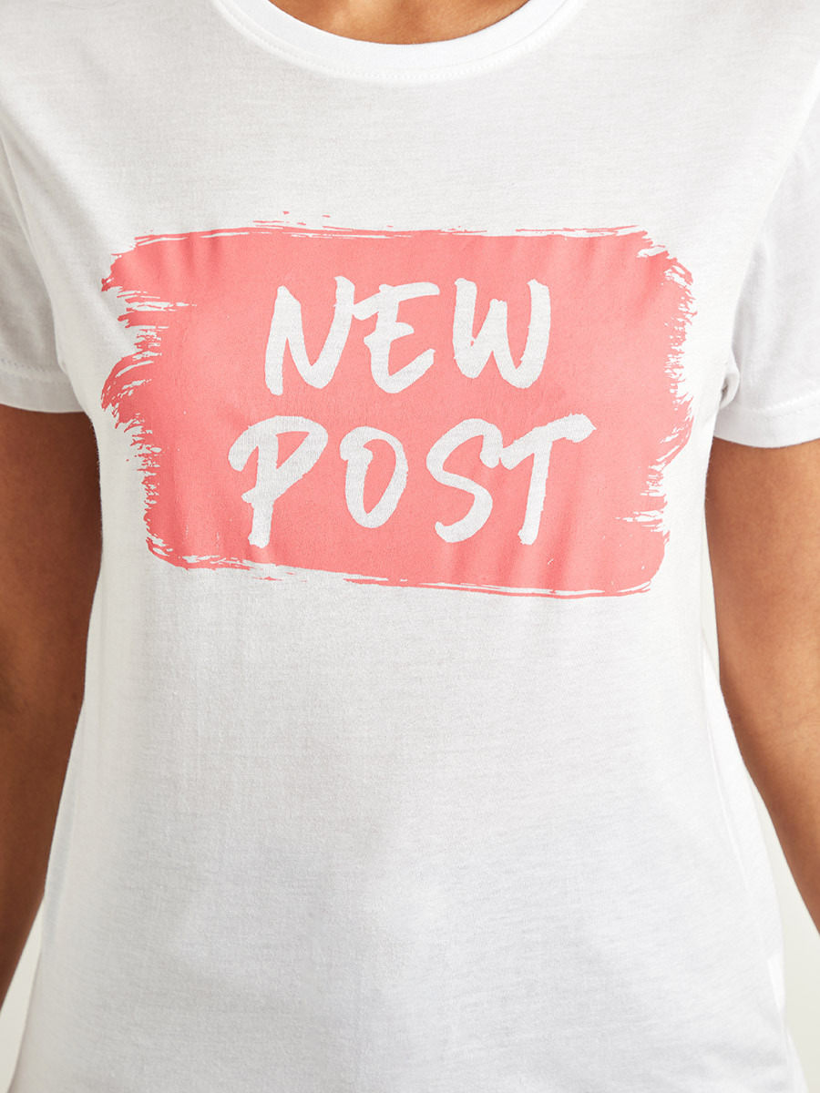 Styli New Post Slogan Printed Regular T-shirt-women-clothing-tshirts-image-4