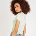 Solid V-neck Ribbed Crop Top with Lettuce Hem and Short Sleeves-T Shirts-thumbnail-3