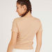 Solid V-neck Ribbed Crop Top with Lettuce Hem and Short Sleeves-T Shirts-thumbnail-3