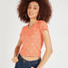 Printed Ribbed V-neck Crop Top with Cap Sleeves-T Shirts-thumbnailMobile-0