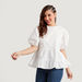 Solid Top with Peter Pan Collar and Puff Sleeves-Shirts & Blouses-thumbnailMobile-0