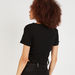 Ribbed Crop T-shirt with Tie-Up Detail and Short Sleeves-T Shirts-thumbnailMobile-3