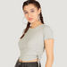 Ribbed Crop T-shirt with Tie-Up Detail and Short Sleeves-T Shirts-thumbnailMobile-2