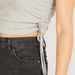 Ribbed Crop T-shirt with Tie-Up Detail and Short Sleeves-T Shirts-thumbnail-4