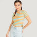 Striped Crop T-shirt with Crew Neck and Short Sleeves-T Shirts-thumbnail-0