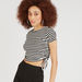 Striped Crop T-shirt with Round Neck and Short Sleeves-T Shirts-thumbnail-4
