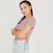 Striped Crop T-shirt with Round Neck and Short Sleeves-T Shirts-thumbnail-4