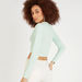 Textured Cropped T-shirt with Round Neck and Long Sleeves-T Shirts-thumbnail-3