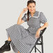 Checked Maxi A-line Dress with Collar and Puff Sleeves-Dresses-thumbnailMobile-0