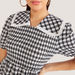 Checked Maxi A-line Dress with Collar and Puff Sleeves-Dresses-thumbnailMobile-2