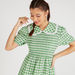 Checked Maxi A-line Dress with Collar and Puff Sleeves-Dresses-thumbnailMobile-2