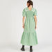 Checked Maxi A-line Dress with Collar and Puff Sleeves-Dresses-thumbnailMobile-3