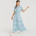 Textured Maxi Tiered A-line Dress with Short Sleeves and Ruffle Detail-Dresses-thumbnailMobile-0